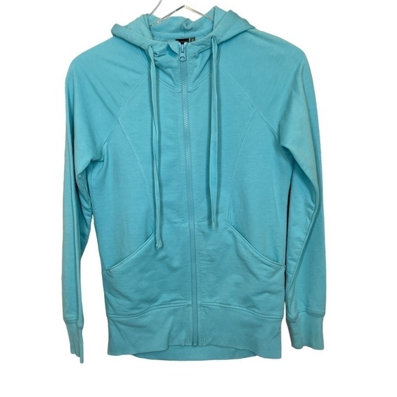 Z by Zella Aqua/Turquoise Full Zip Hoodie w/Two Side Pockets Tab Zip Cover Sz XS - Picture 2 of 13